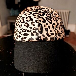 Leopard Print Cap with Black Brim